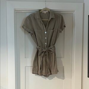 Cloth & Stone Tan Button-Up Romper
